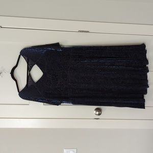 Torrid size 4 blue burnout velvet skater dress